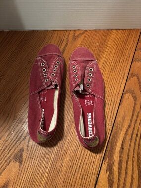 Converse Canvas Slip-On Sneakers in Burgundy Red